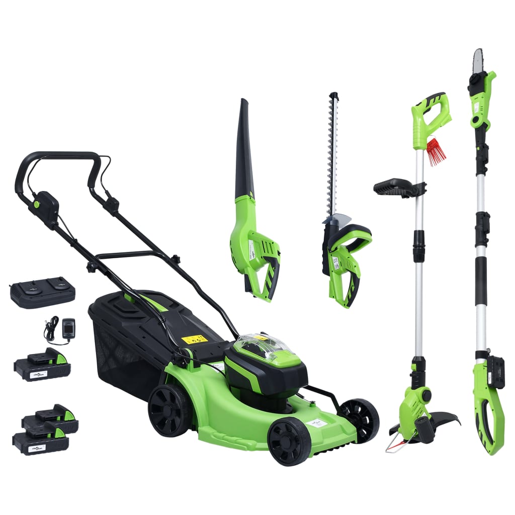 vidaXL Set outils électriques jardin sans fil 5pcs chargeurs/batteries
