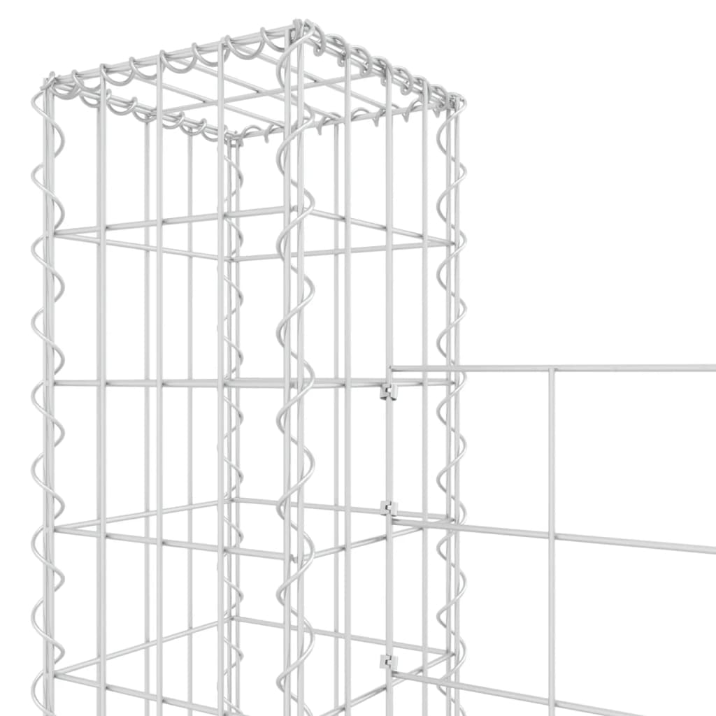 vidaXL Panier de gabion en forme de U avec 5 poteaux Fer 500x20x200 cm