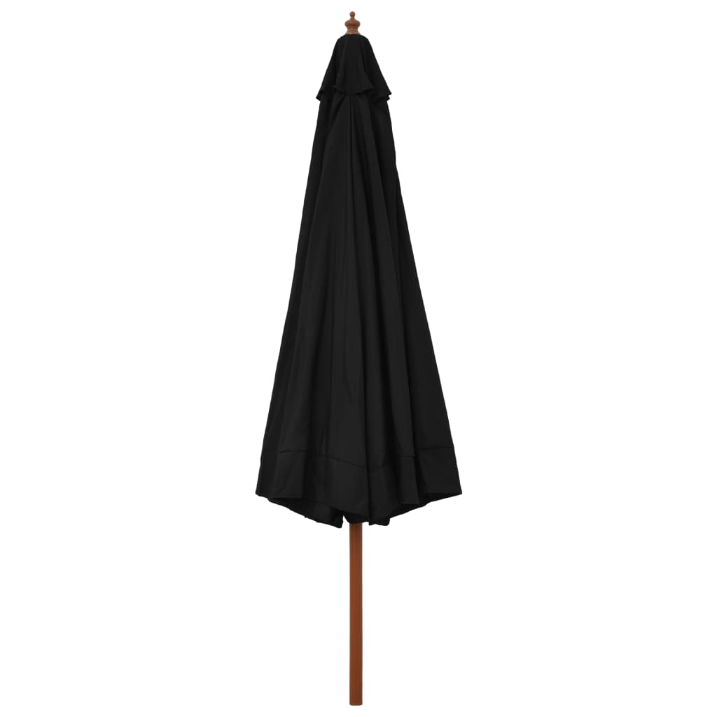 vidaXL Parasol d'extérieur avec mât en bois 330 cm Noir
