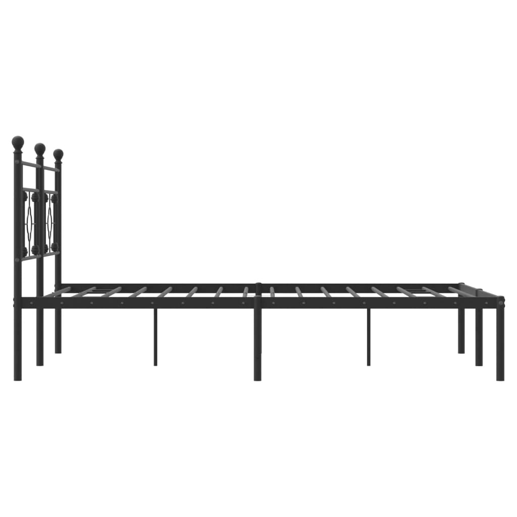 vidaXL Cadre de lit métal sans matelas avec tête de lit noir 150x200cm