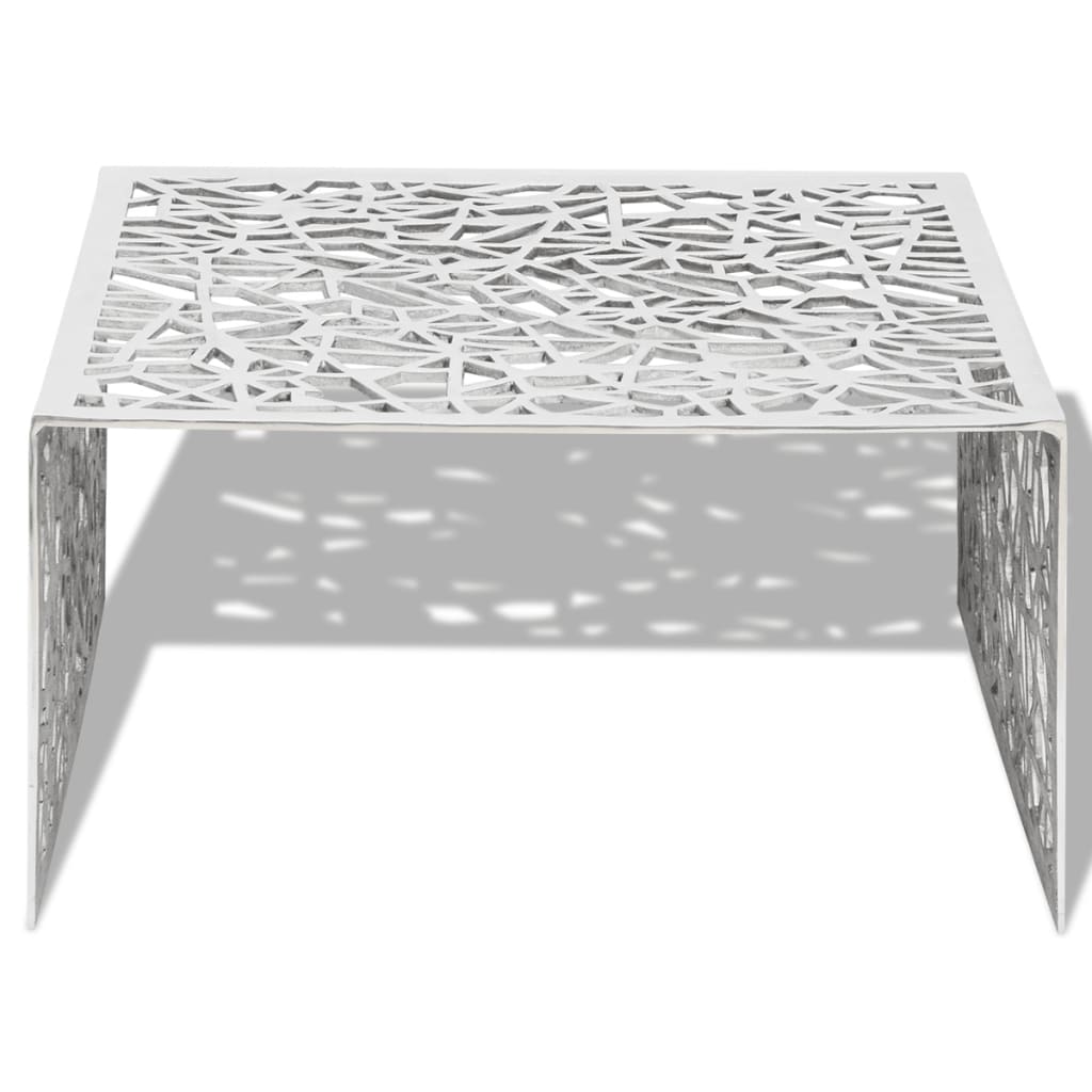 vidaXL Table basse argentée Design géométrique Aluminium