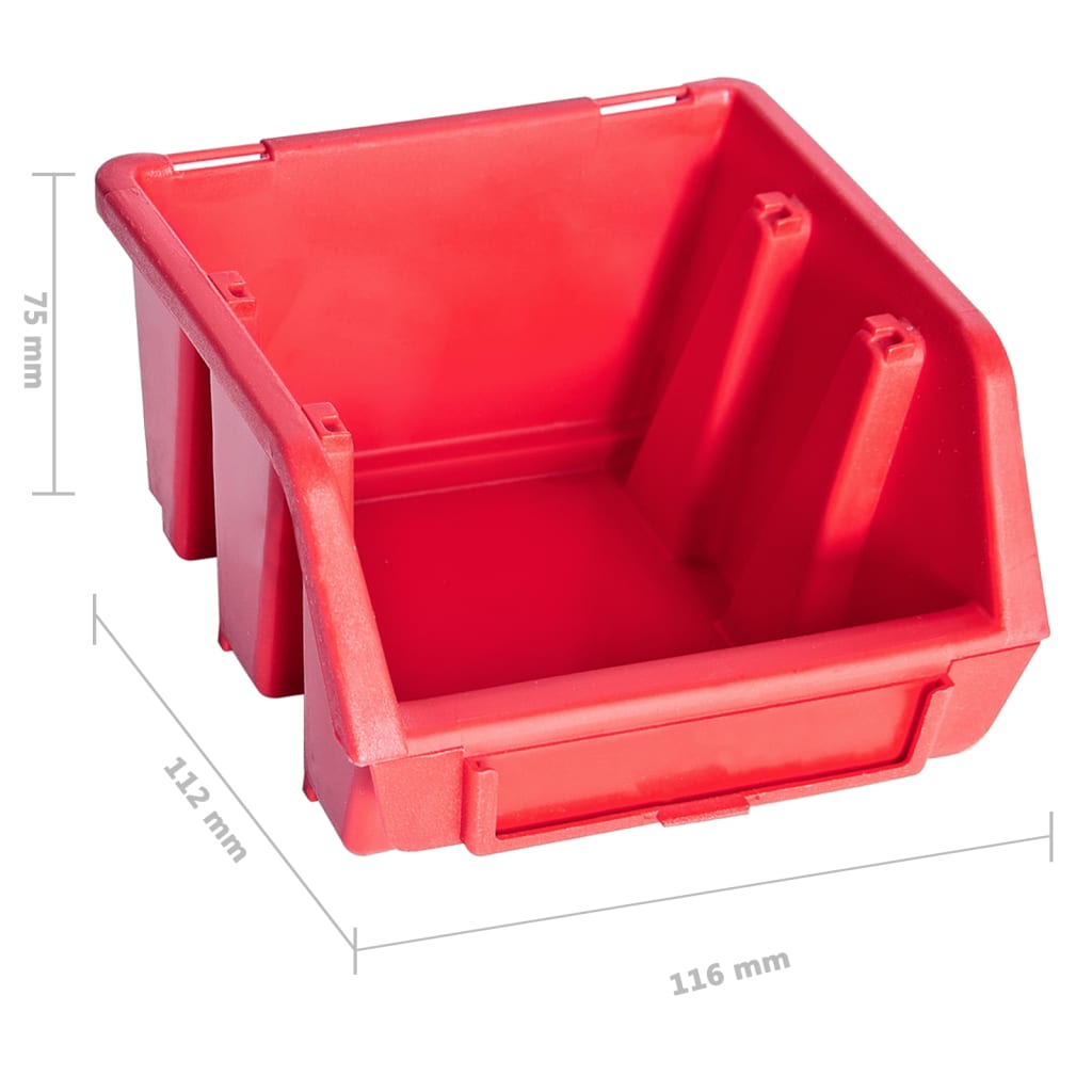 vidaXL Kit de bacs de stockage et panneaux muraux 80 pcs Rouge et noir