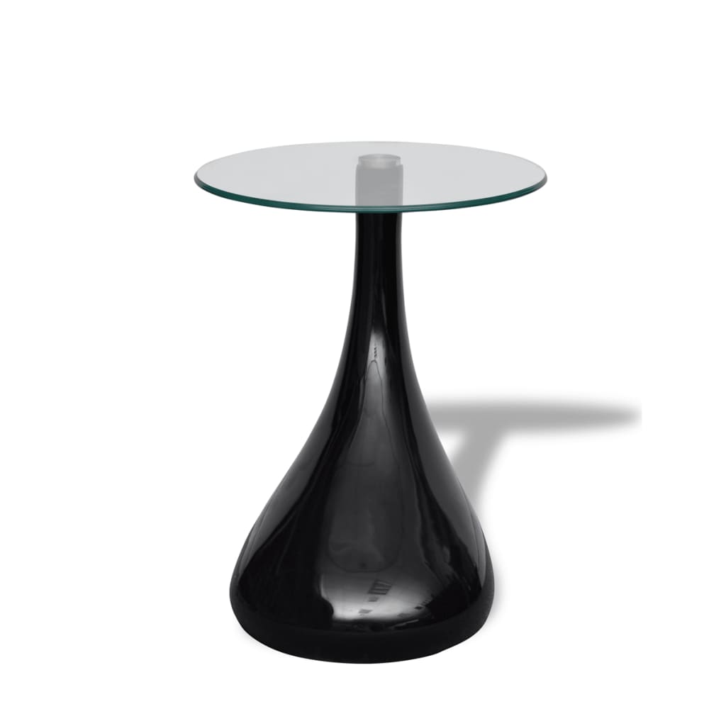 vidaXL Table basse avec dessus de table en verre rond Noir brillant