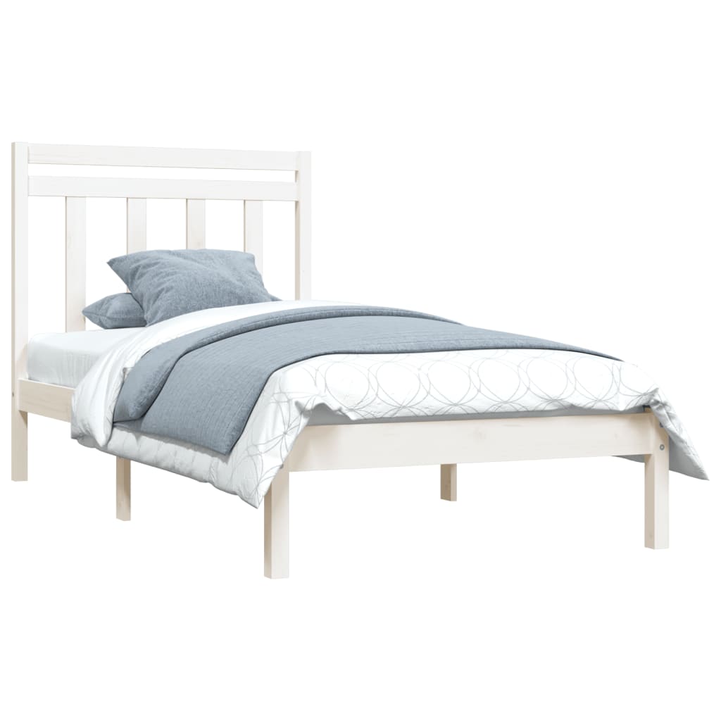 vidaXL Cadre de lit Blanc Bois massif 90x190 cm Simple