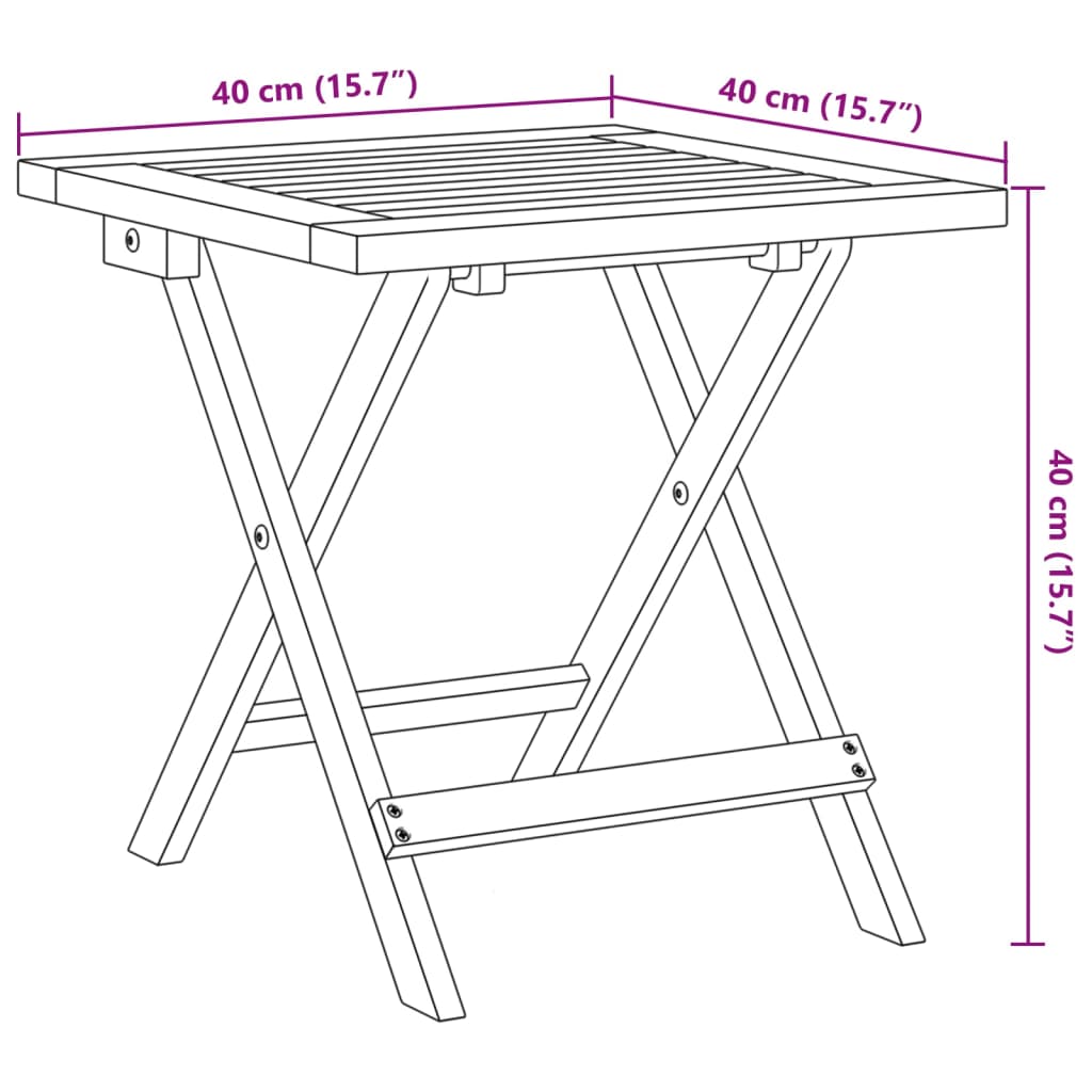 vidaXL Chaises pliables de jardin lot de 2 avec table noir bois massif