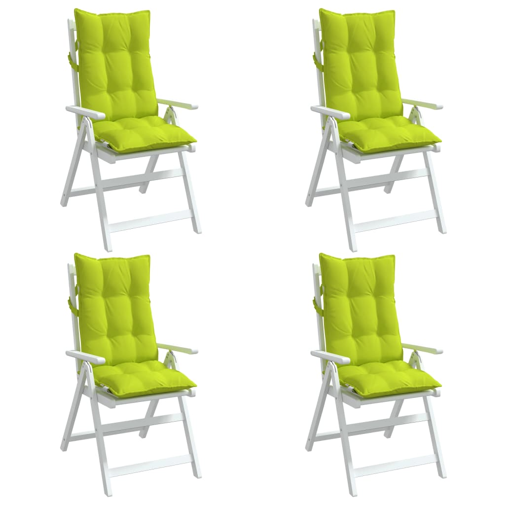 vidaXL Coussins de chaise à dossier haut lot de 4 vert vif