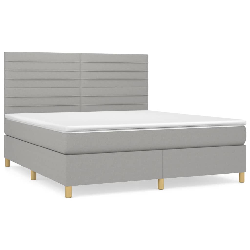 vidaXL Sommier à lattes de lit avec matelas Gris clair 180x200cm Tissu