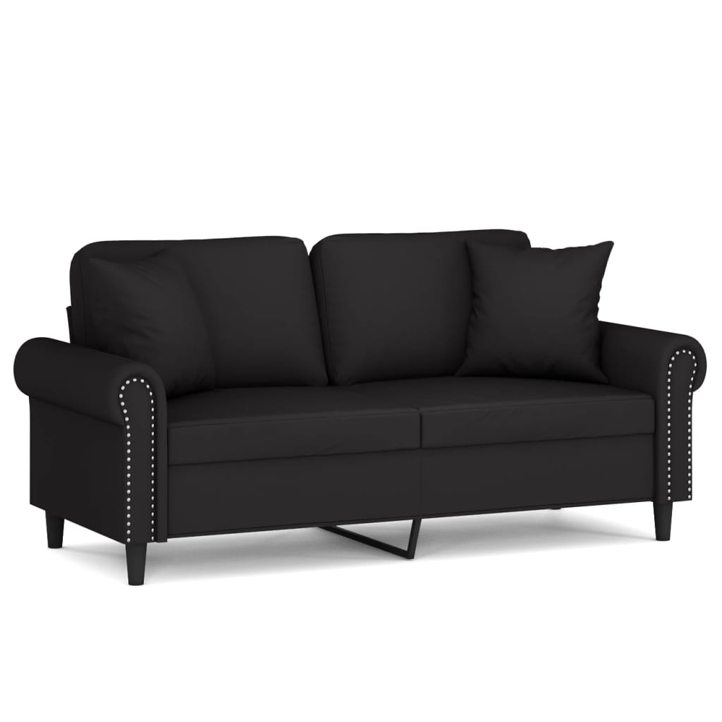 vidaXL Canapé 2 places avec oreillers décoratifs noir 140 cm velours