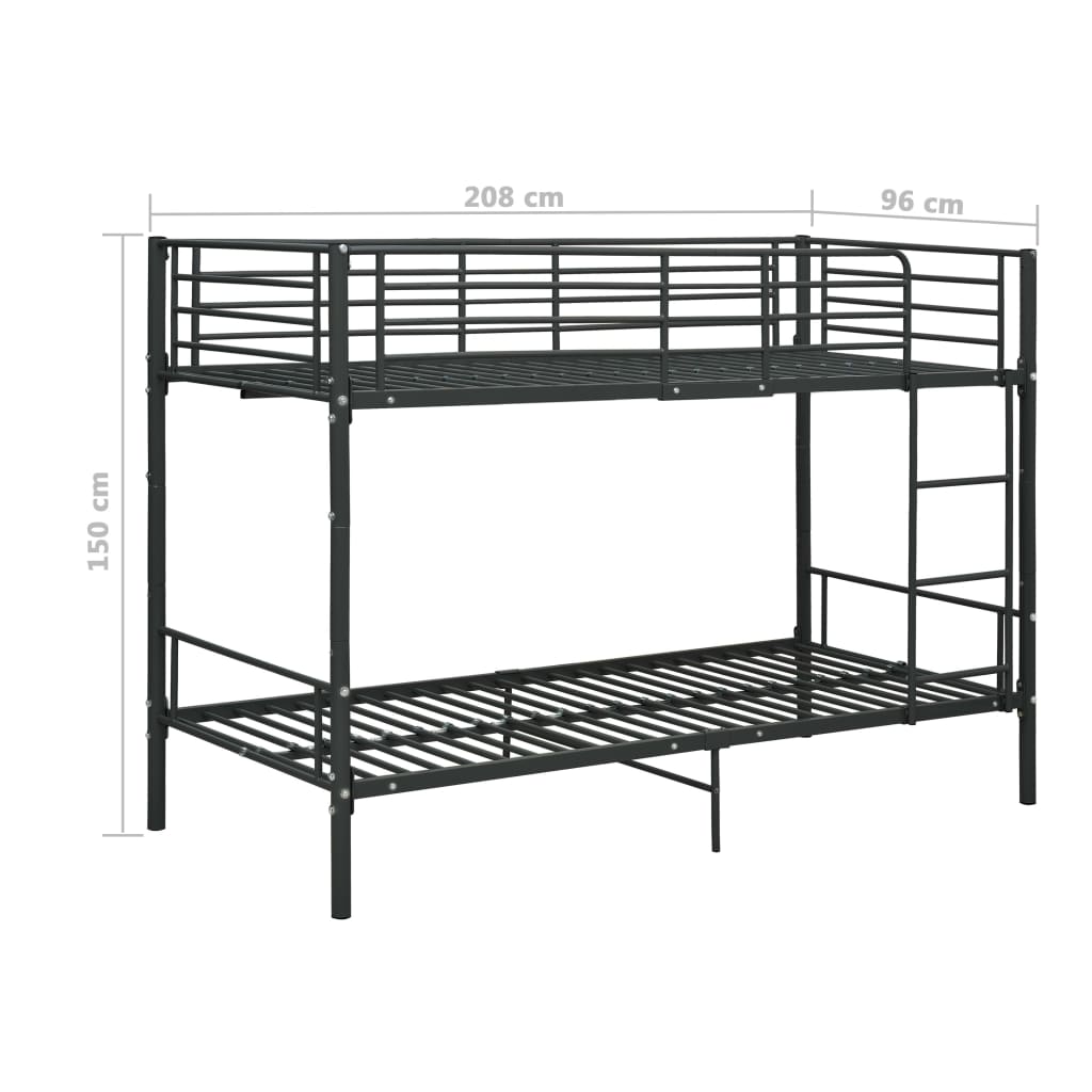 vidaXL Lit superposé sans matelas noir métal 90x200 cm