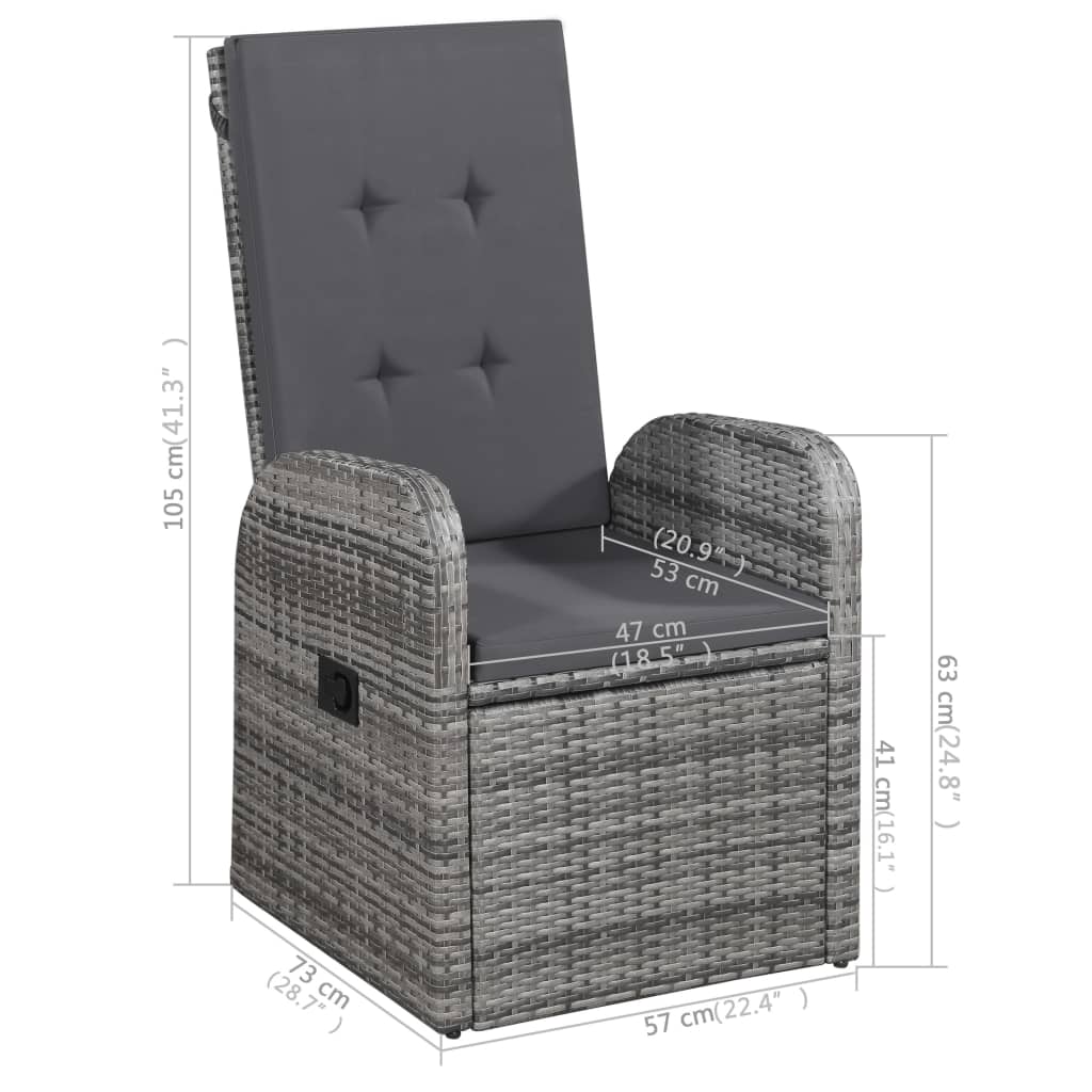 vidaXL Ensemble de salle à manger de jardin 5 pcs Gris