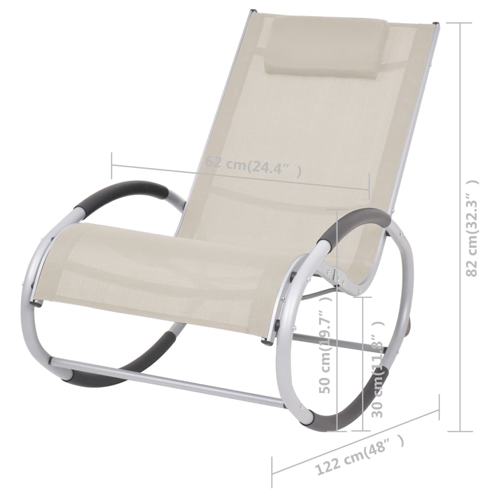 vidaXL Chaise à bascule d'extérieur Crème Textilène