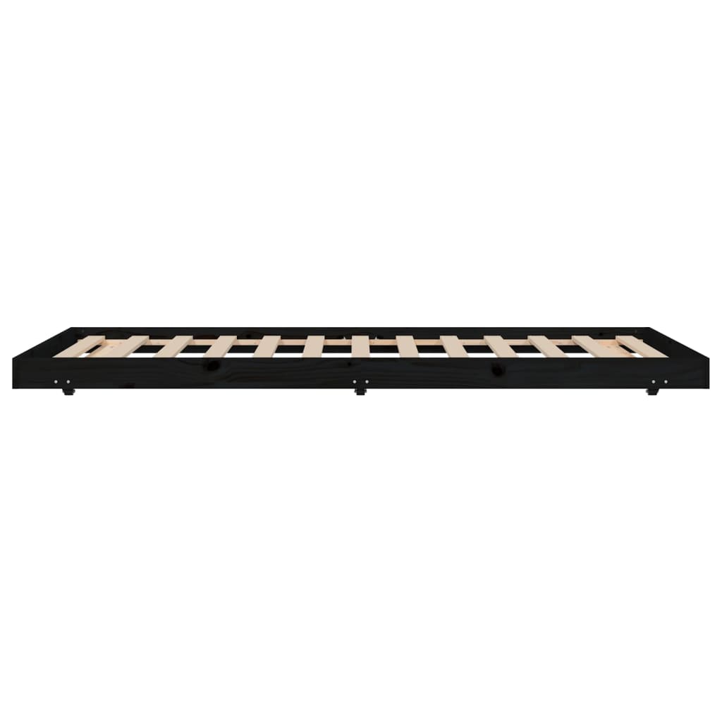 vidaXL Cadre de lit sans matelas noir 100x200 cm bois massif de pin