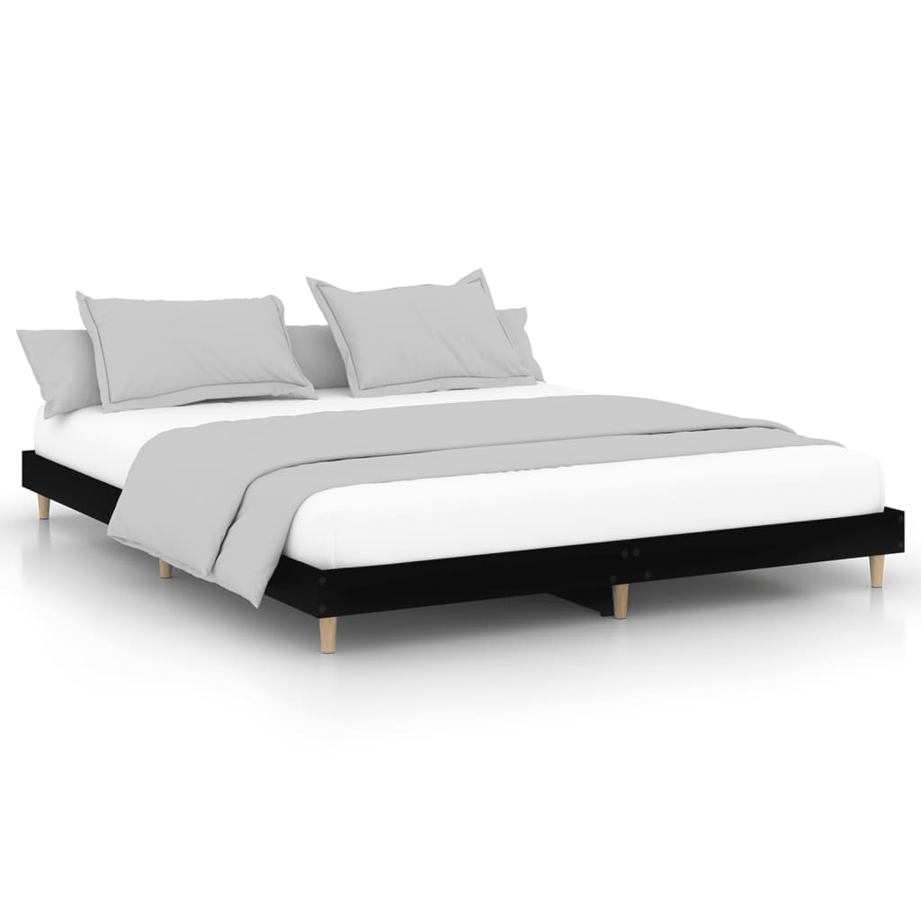 vidaXL Cadre de lit sans matelas noir 150x200 cm bois d'ingénierie