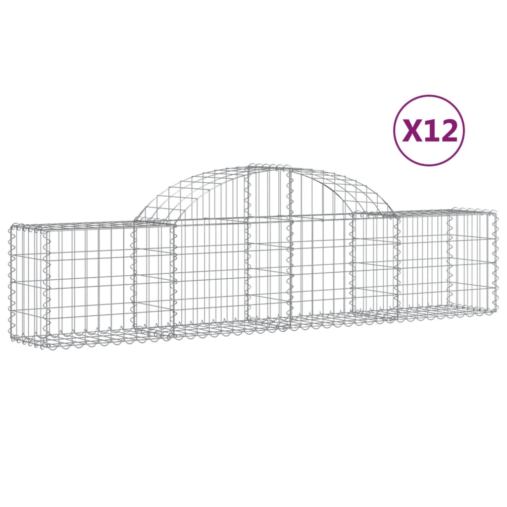 vidaXL Paniers à gabions arqués 12 pcs 200x30x40/60 cm Fer galvanisé