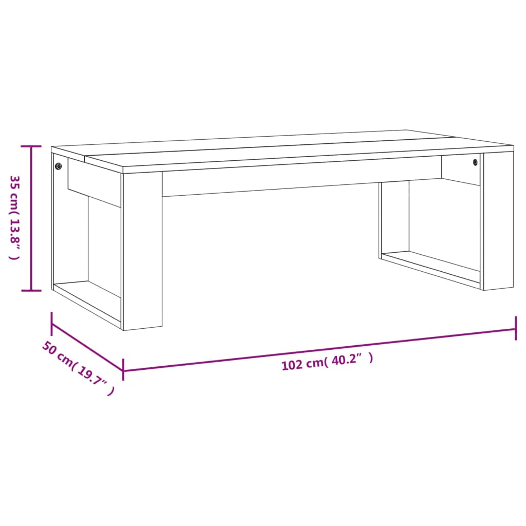 vidaXL Table basse gris béton 102x50x35 cm bois d'ingénierie