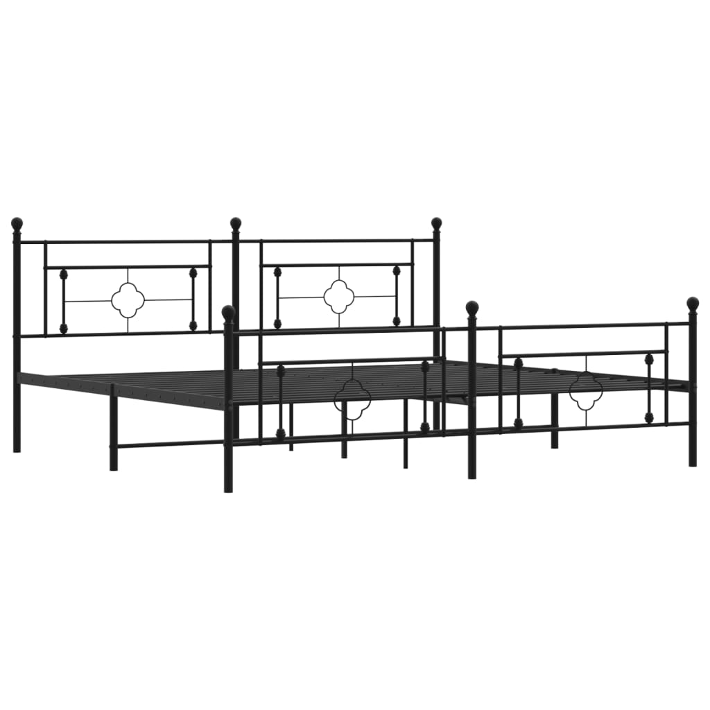 vidaXL Cadre de lit métal sans matelas avec pied de lit noir 193x203cm