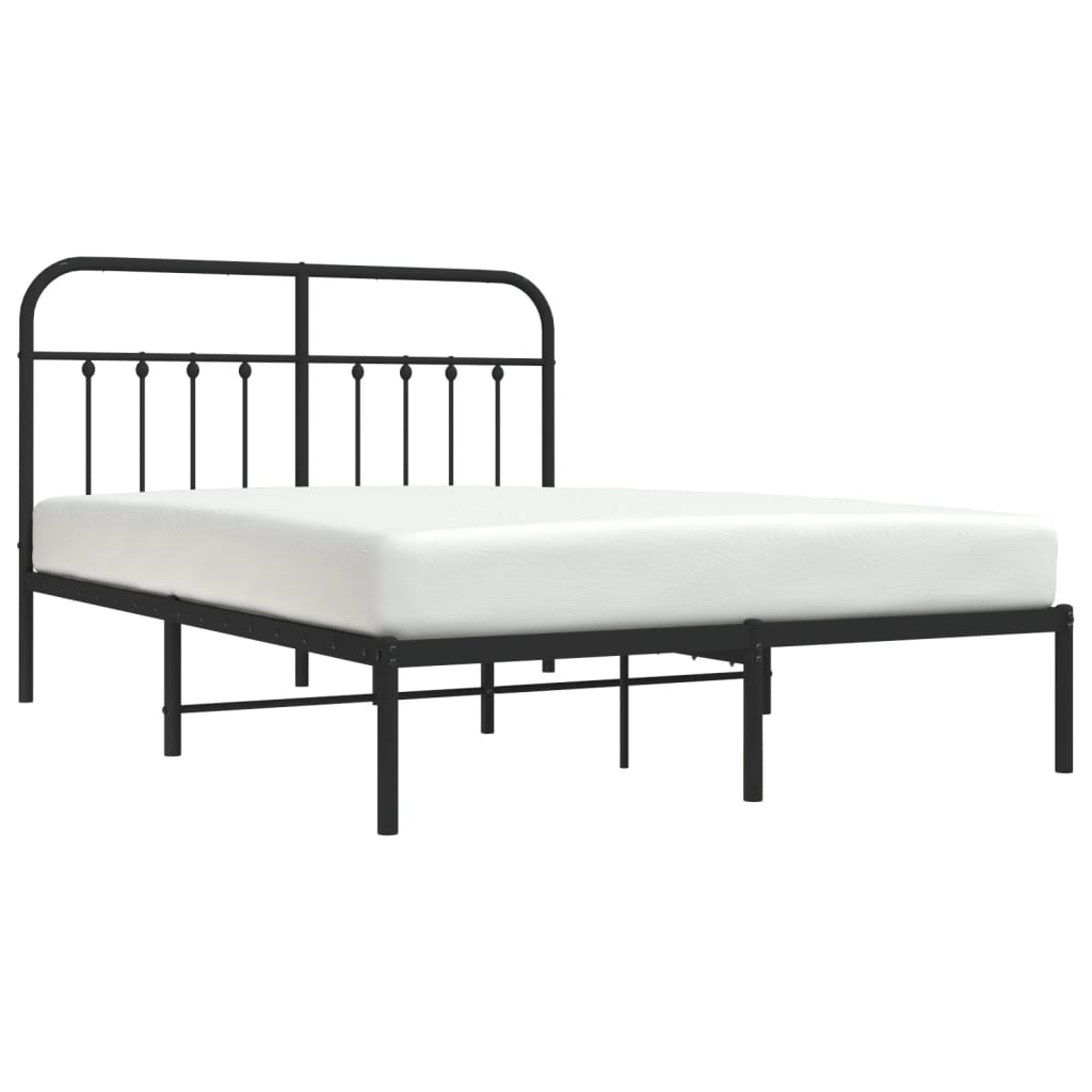 vidaXL Cadre de lit métal sans matelas avec tête de lit noir 135x190cm