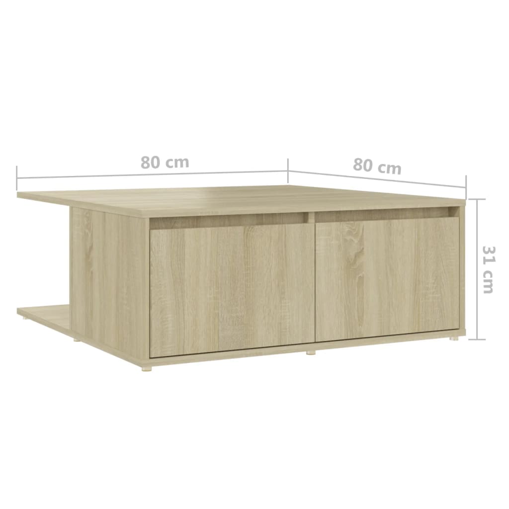 vidaXL Table basse chêne sonoma 80x80x31 cm bois d'ingénierie