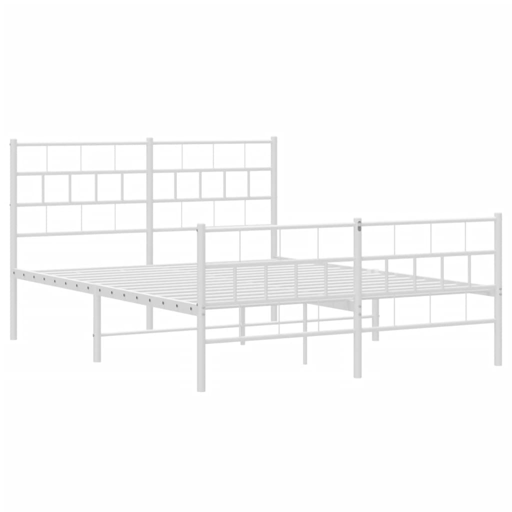 vidaXL Cadre de lit métal sans matelas et pied de lit blanc 140x190 cm