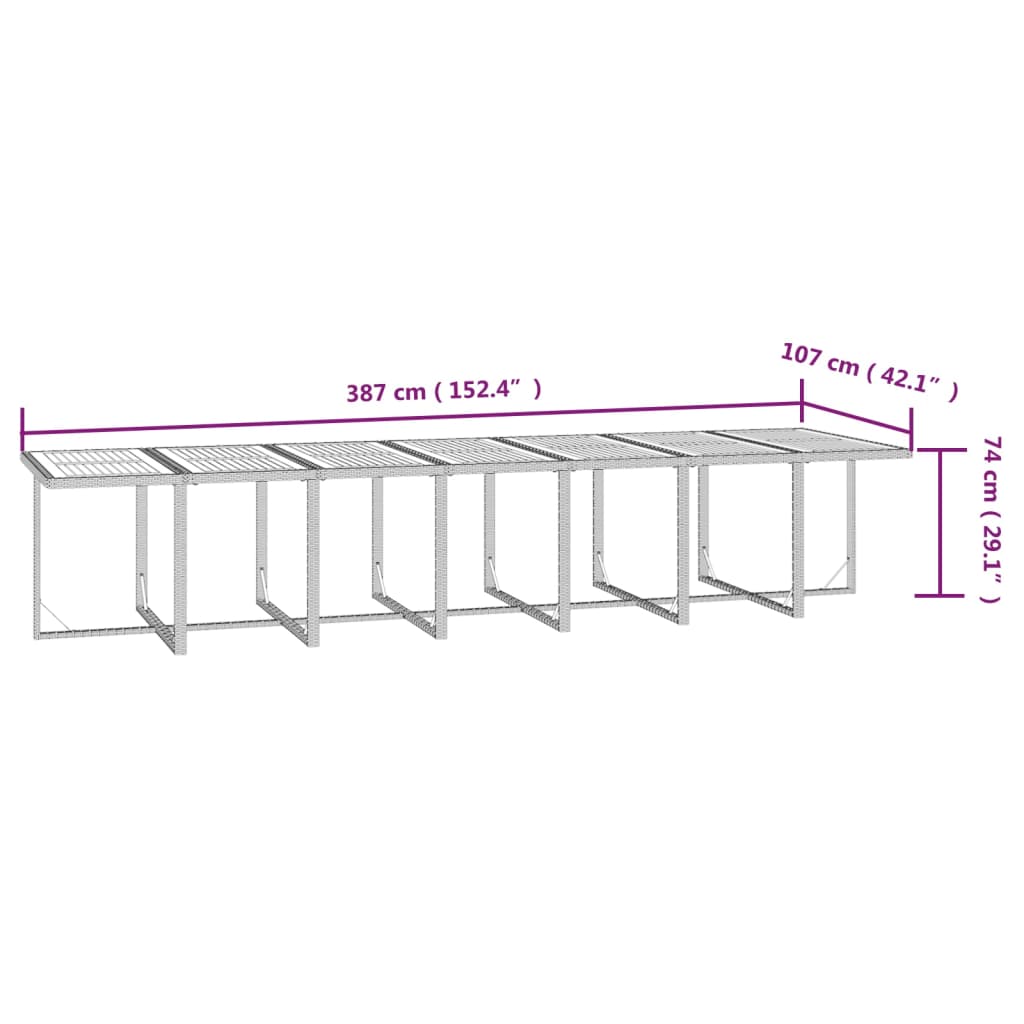 vidaXL Ensemble à dîner de jardin coussins 19 pcs Noir Résine tressée