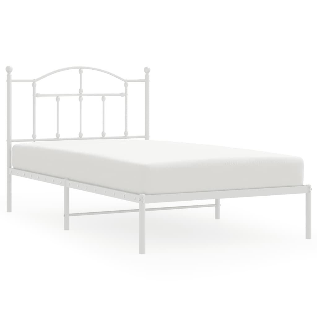 vidaXL Cadre de lit métal sans matelas et tête de lit blanc 100x190 cm