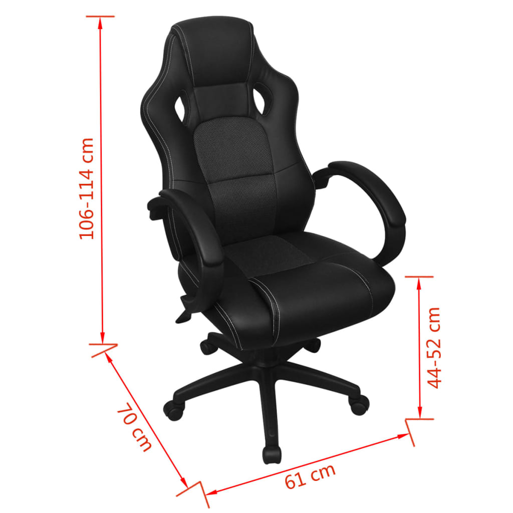 vidaXL Chaise de bureau en cuir artificiel Noir