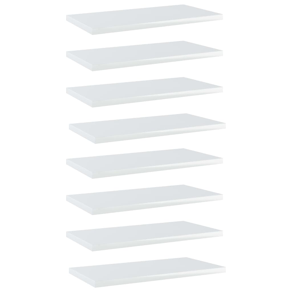 vidaXL Panneaux de bibliothèque 8 pcs blanc brillant bois d’ingénierie