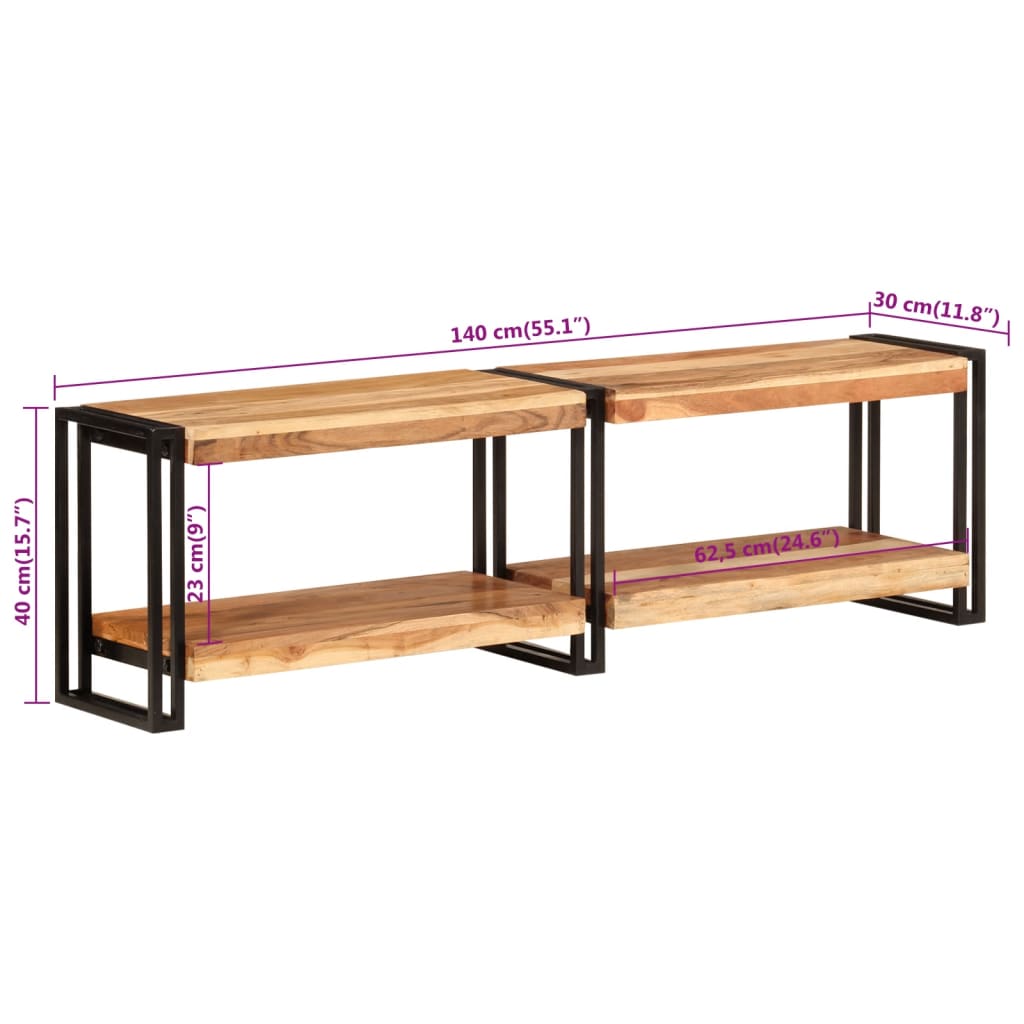 vidaXL Meuble TV 140x30x40 cm bois d'acacia massif