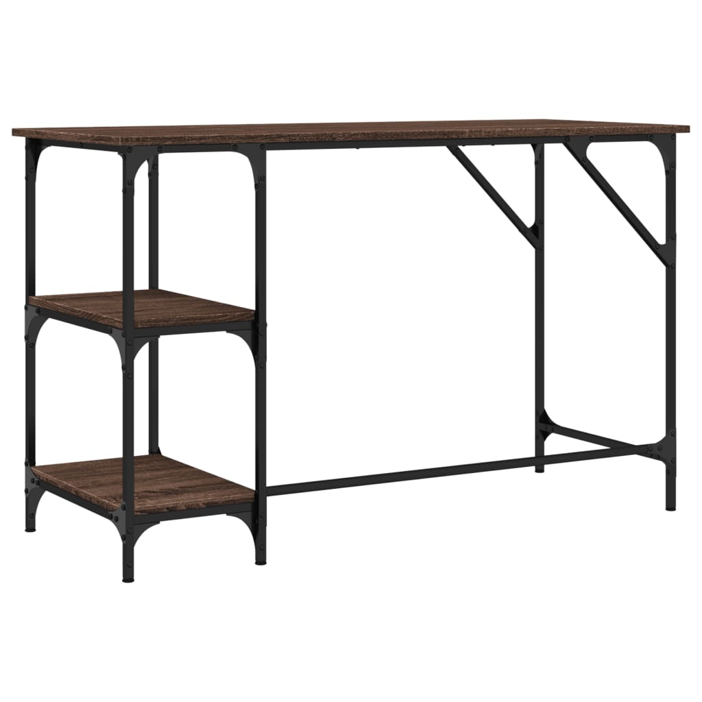 vidaXL Bureau chêne marron 120x50x75 cm métal et bois d'ingénierie