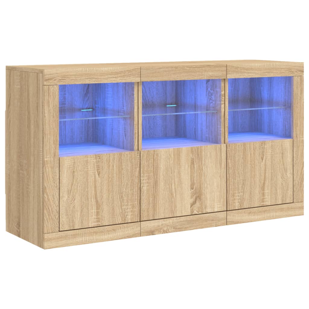 vidaXL Buffet avec lumières LED chêne sonoma 123x37x67 cm