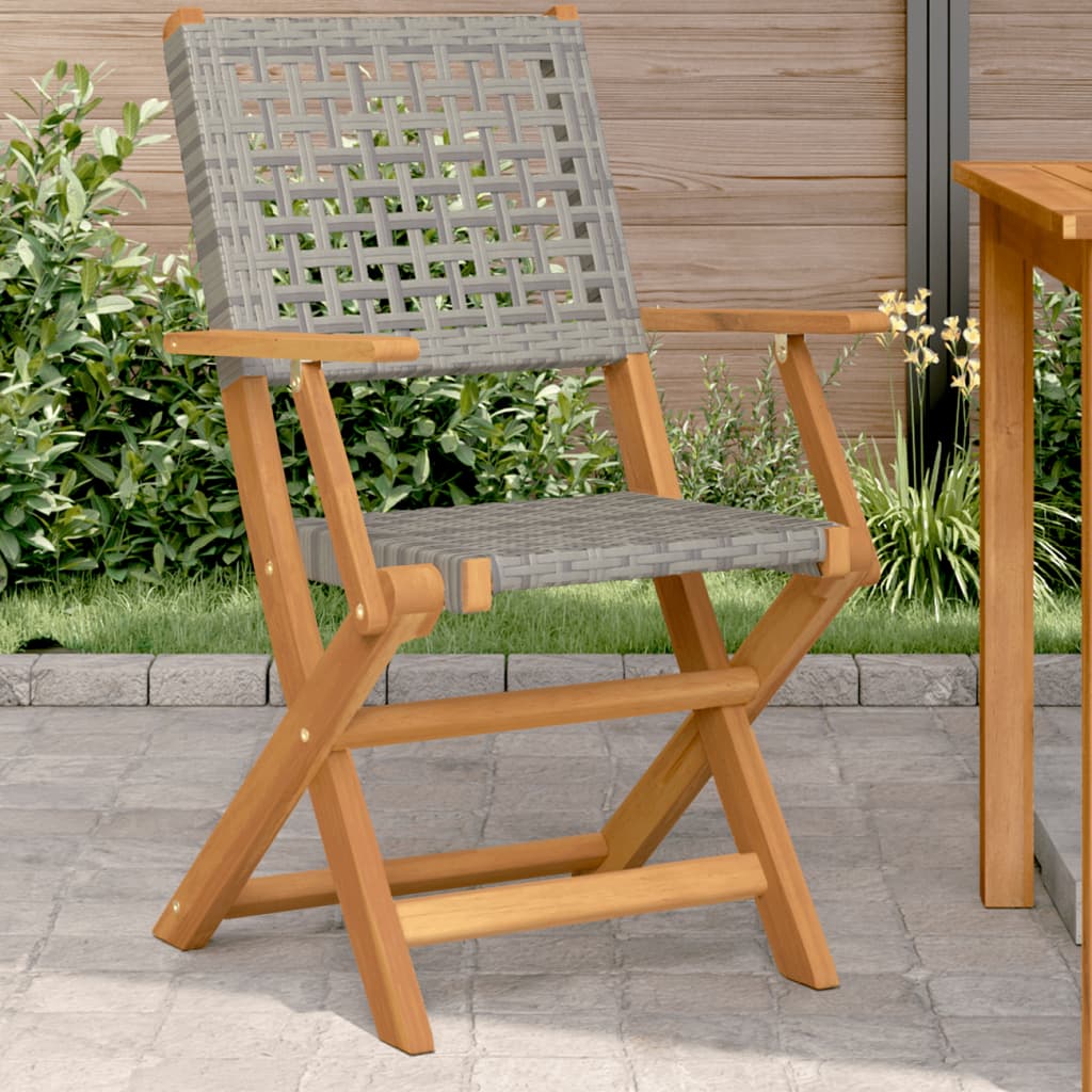 vidaXL Chaises de jardin lot de 2 gris bois massif d'acacia et rotin