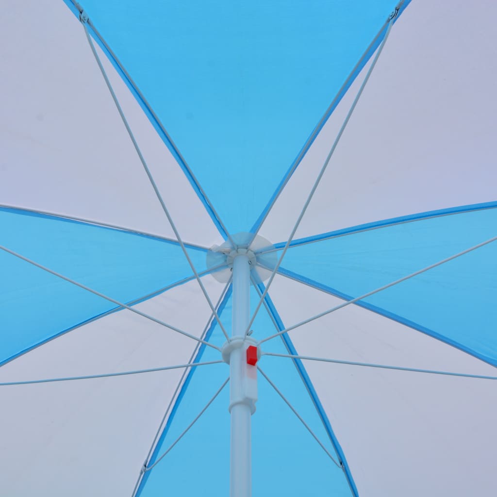 vidaXL Parasol de plage Bleu et blanc 180 cm Tissu