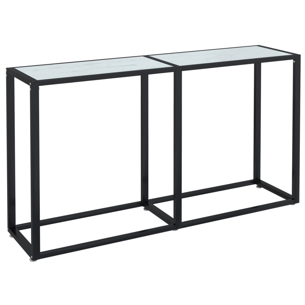 vidaXL Table console Marbre blanc 140x35x75,5 cm Verre trempé
