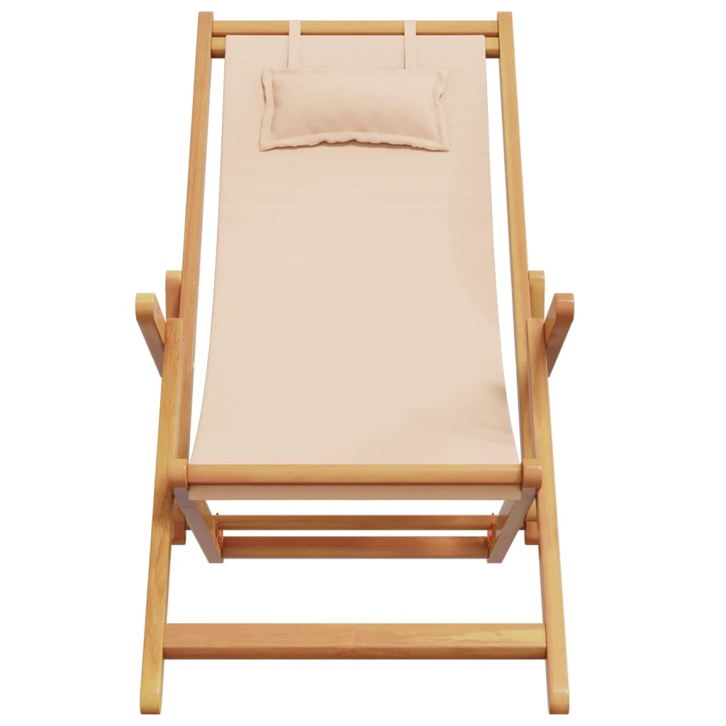 vidaXL Chaises de plage pliantes lot de 2 beige tissu et bois massif