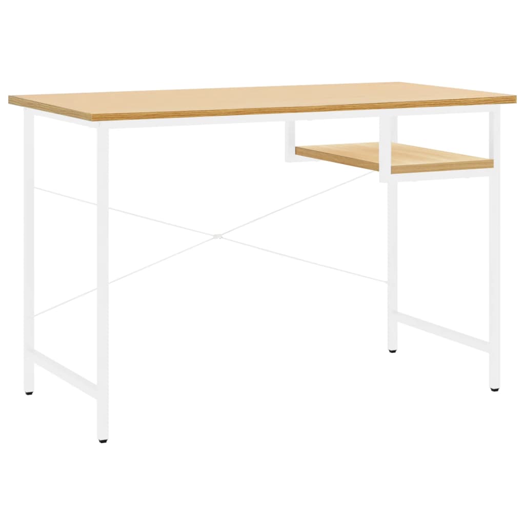 vidaXL Bureau d'ordinateur Blanc/chêne clair 105x55x72 cm MDF et métal