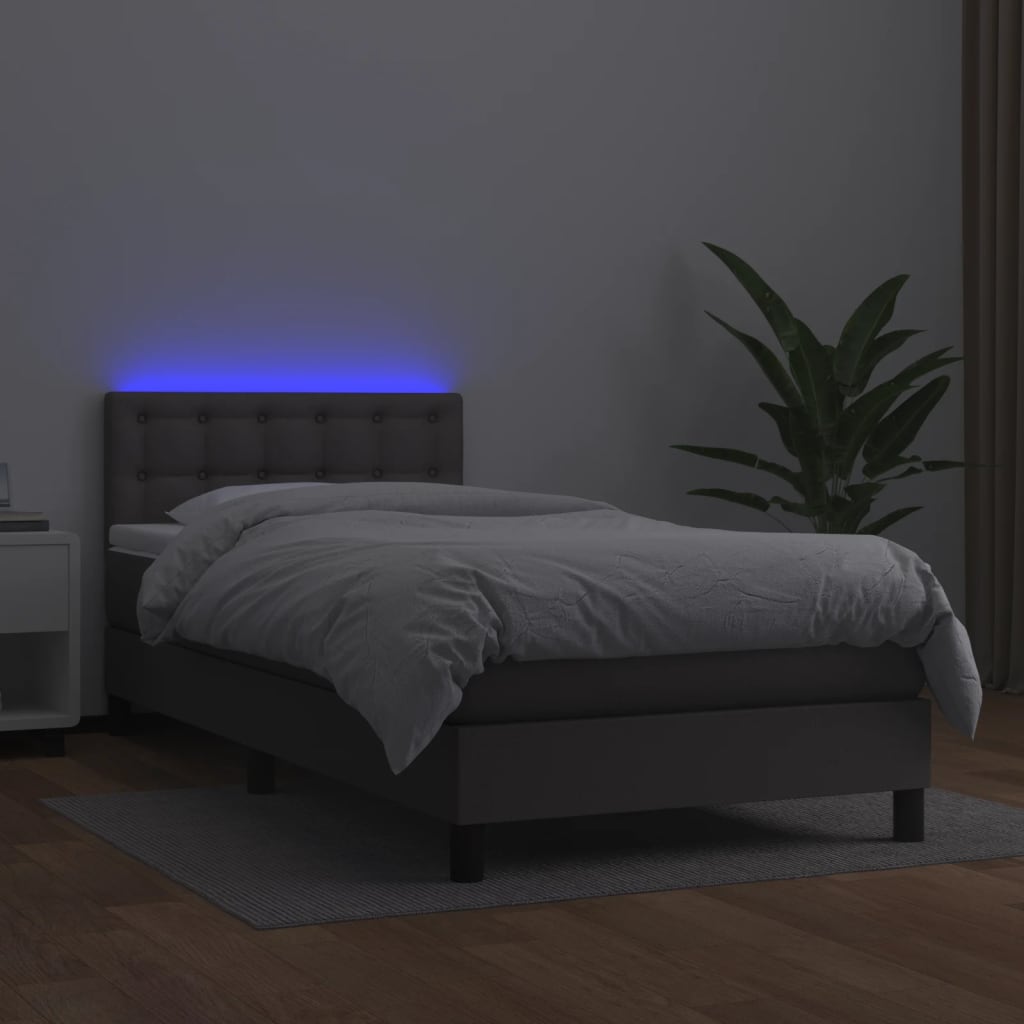 vidaXL Sommier à lattes de lit avec matelas et LED Gris 80x200 cm