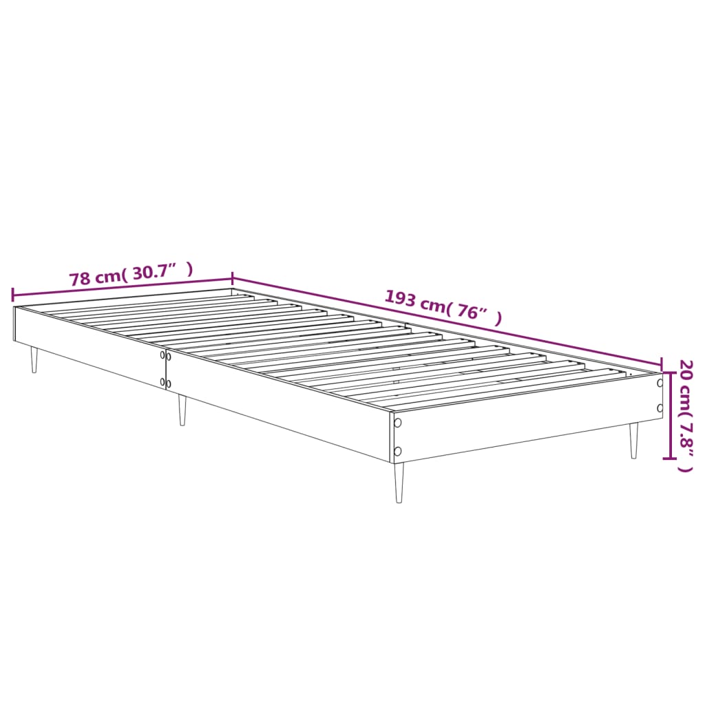 vidaXL Cadre de lit blanc brillant 75x190 cm bois d'ingénierie