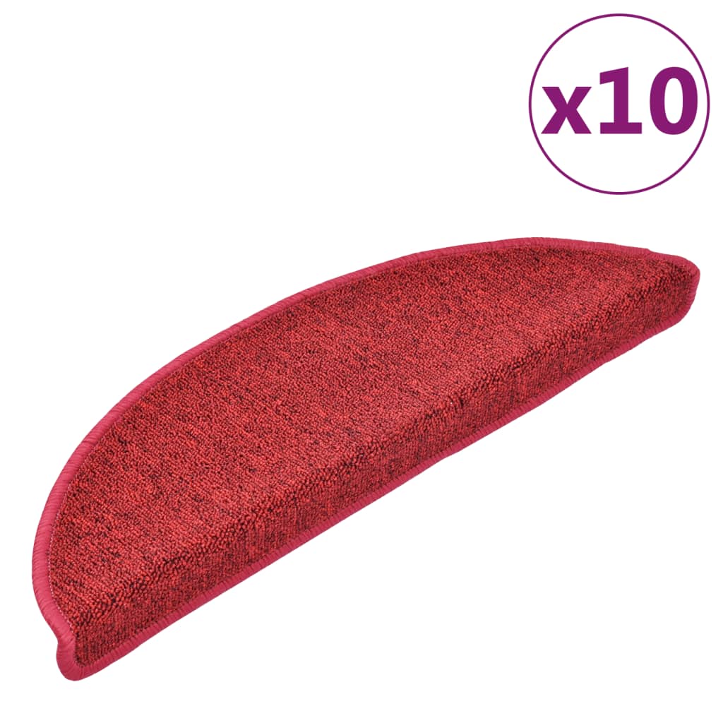 vidaXL Tapis d'escalier 10 pcs 56x17x3 cm Rouge bordeaux