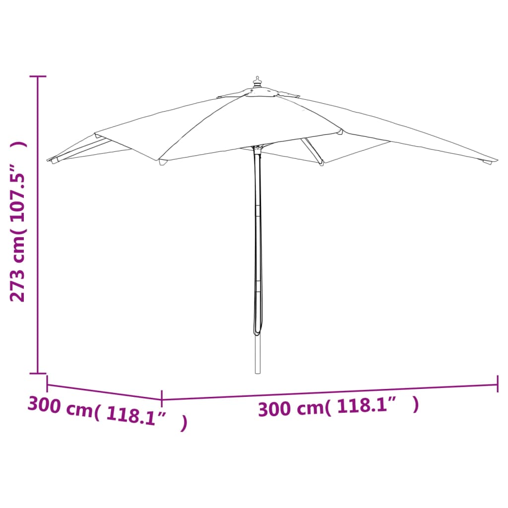 vidaXL Parasol de jardin avec mât en bois taupe 300x300x273 cm