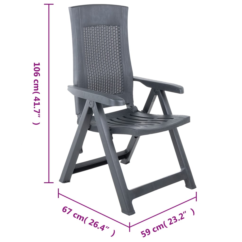 vidaXL Chaises inclinables de jardin lot de 2 Plastique Anthracite