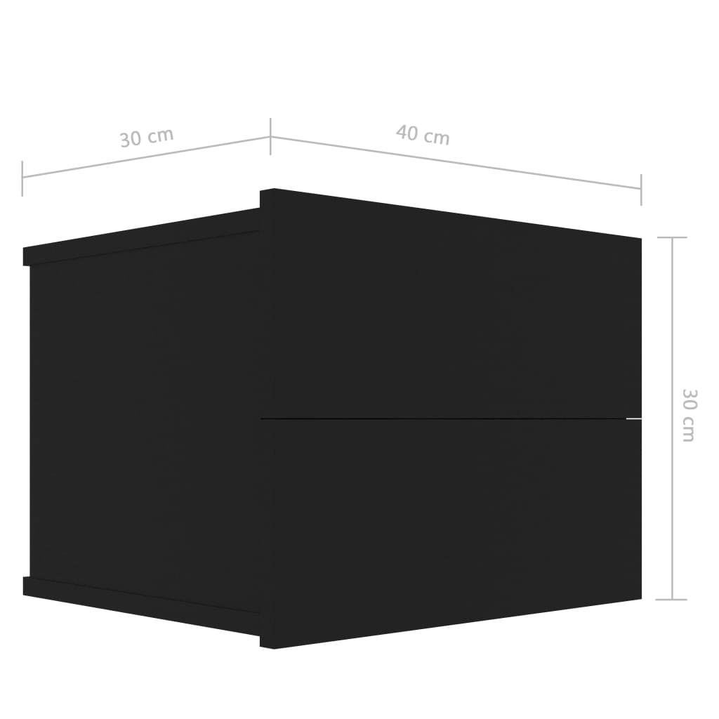 vidaXL Table de chevet Noir 40x30x30 cm Bois d'ingénierie