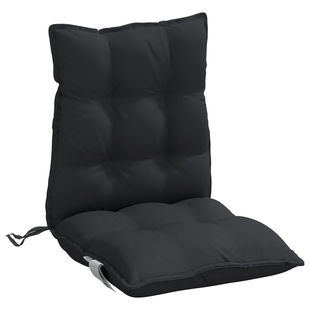 vidaXL Coussins de chaise à dossier bas lot de 6 noir tissu oxford