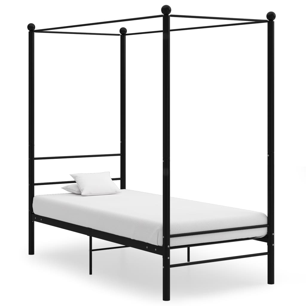 vidaXL Cadre de lit à baldaquin Noir Métal 100x200 cm