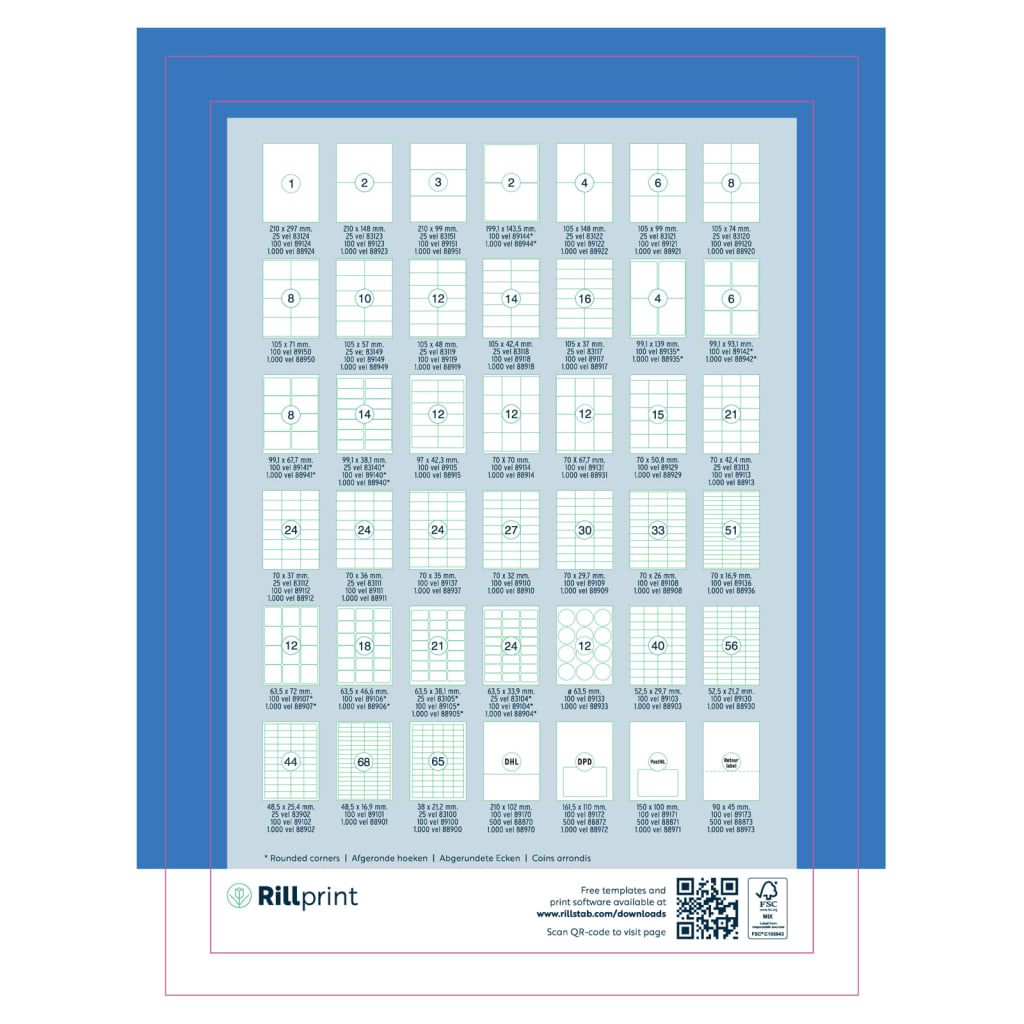 rillprint Étiquettes autocollantes 105x48 mm 500 feuilles Blanc