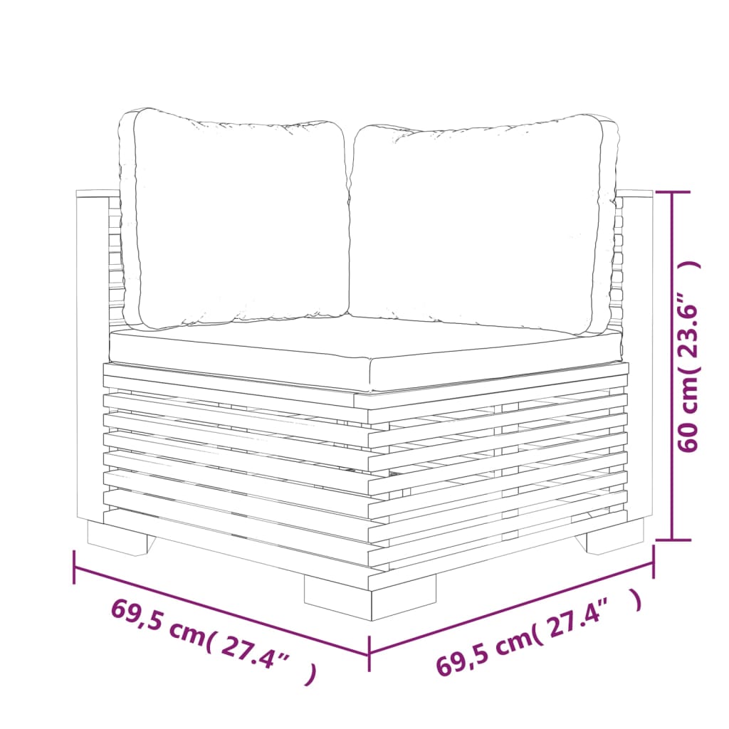 vidaXL Salon de jardin 7 pcs avec coussins Bois de teck solide