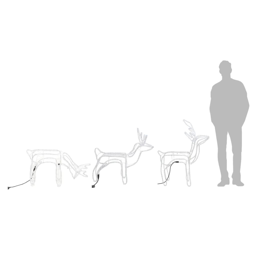 vidaXL Ensemble de figurines de rennes de Noël 3 pcs Blanc froid