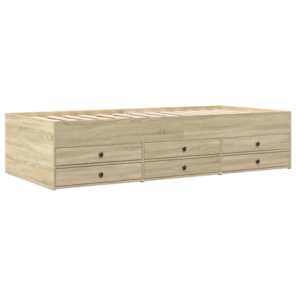vidaXL Lit de jour et tiroirs chêne sonoma 100x200 cm bois ingénierie