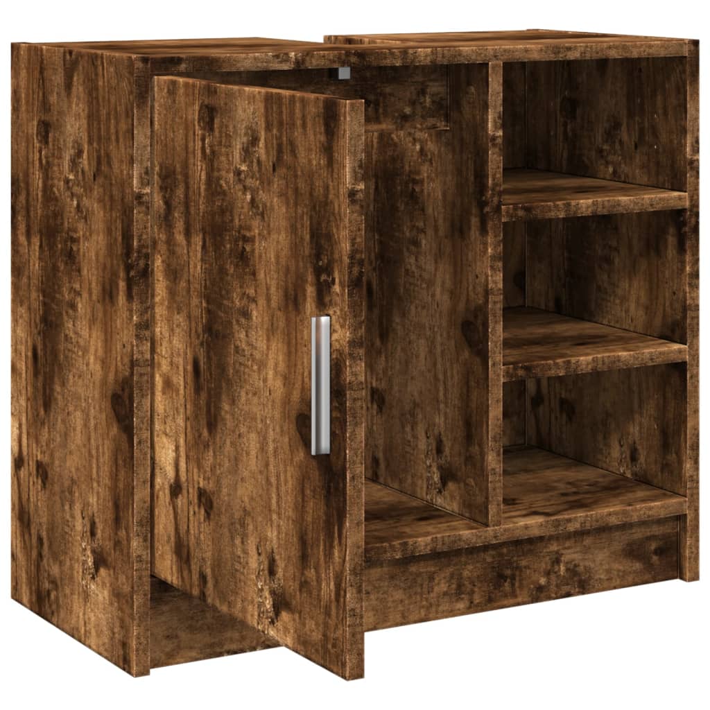 vidaXL Armoire de lavabo chêne fumé 63x29x55 cm bois d'ingénierie