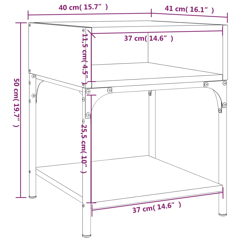 vidaXL Tables de chevet 2 pcs noir 40x41x50 cm bois d’ingénierie