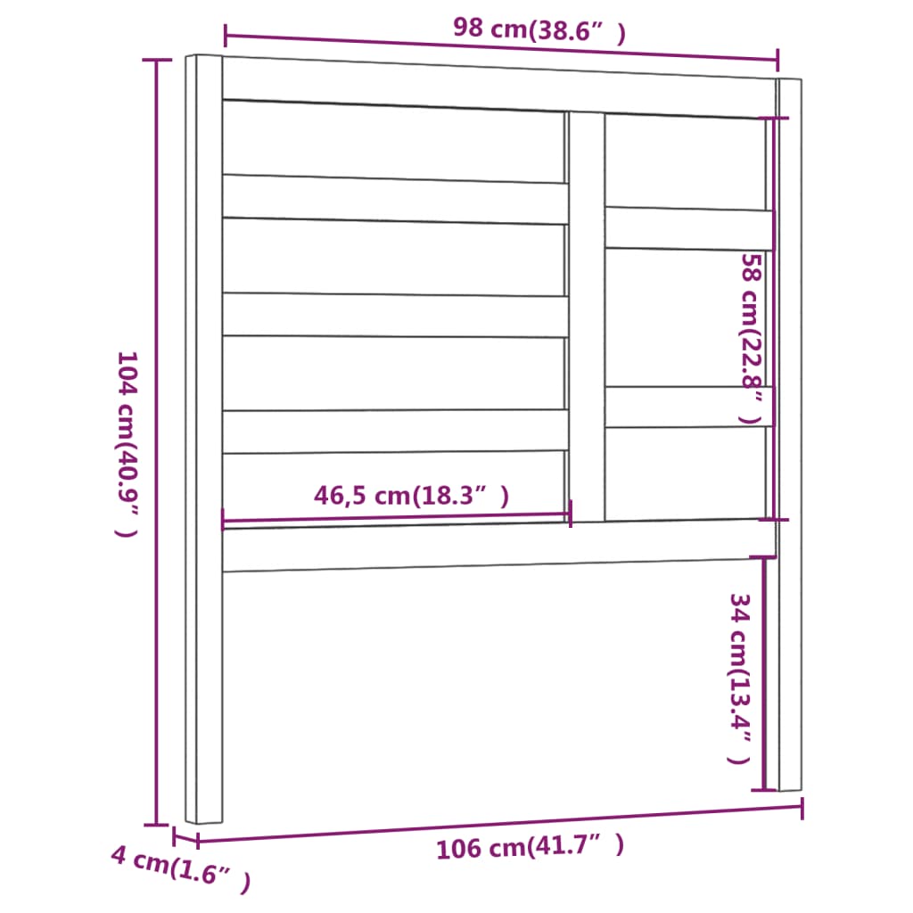 vidaXL Tête de lit Gris 106x4x104 cm Bois massif de pin